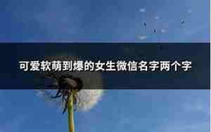微信女生名字两个字的好听的有哪些