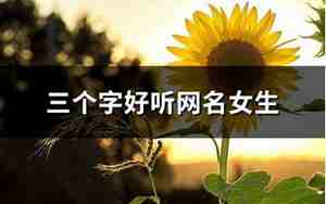 3个字的简单网名，三个字简单网名大全