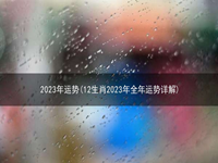 2023年运势(12生肖2023年全年运势详解)